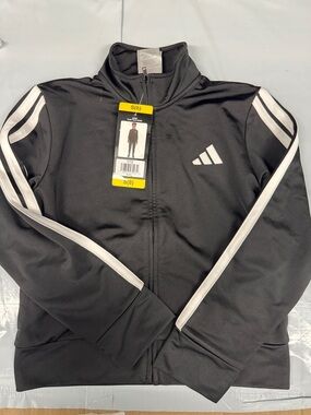 adidas Black Track Jacket with White Stripes